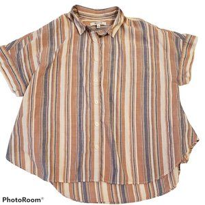MADEWELL Linen Blend Striped Button UP